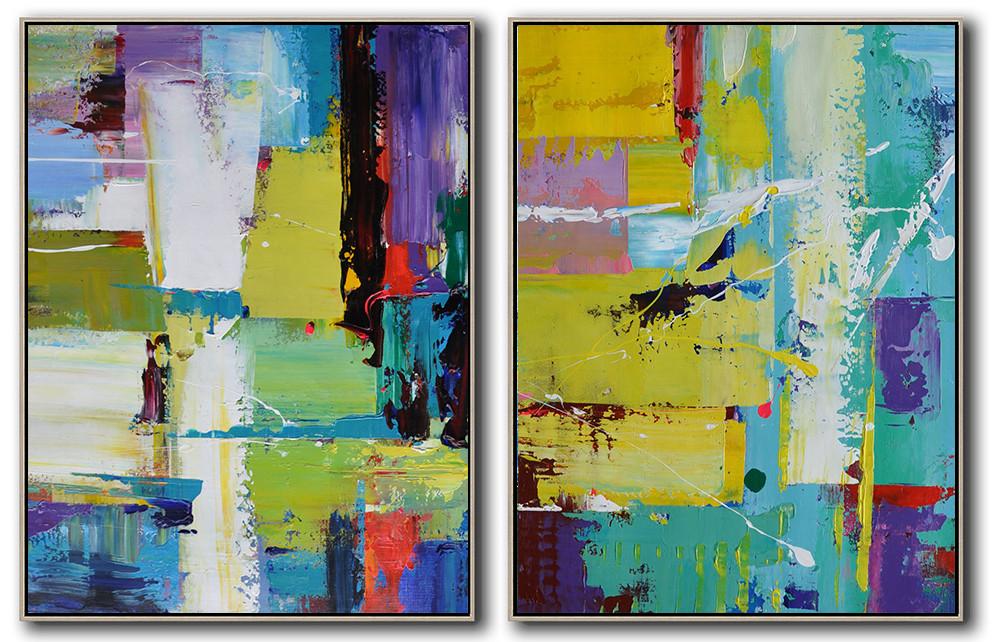 Hand-painted Set of 2 Contemporary Art on canvas - Wall Art Painting Large